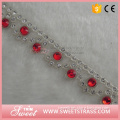 new style red clear stone chain rhinestone banding